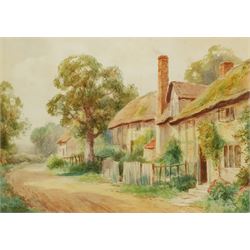 Sidney Valentine Gardner (Staithes Group 1869-1957): Thatched Cottages, watercolour signed 24cm x 34cm 