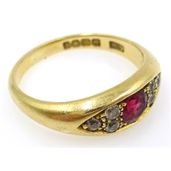  Edwardian 18ct gold ruby and diamond ring London 1906  