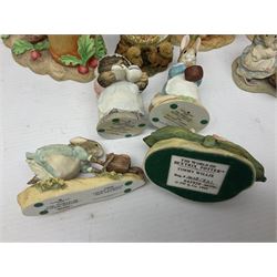 Twelve Border Fine Arts The World of Beatrix Potter and Peter Rabbit Collection figures, including Musical Tailor of Gloucester, Peter Rabbit with Miniature Waterball, Peter Hid in a Flowerpot trinket box, Jemima Puddle Duck with Herbs and Gentleman Mouse, etc