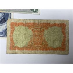 Irish and Scottish banknotes to include Bank of Ireland 5 January 1939 ‘B15’ one pound, two Bank of Scotland 1964 ‘AD07’ and ‘AF05’ one pound notes, one 1966 ‘CQ77’ one pound, and further notes from Clydesdale Bank, National Commercial Bank of Scotland Ltd. etc, housed in plastic sleeves