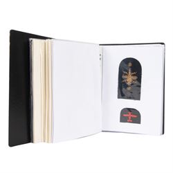 Collection of Royal Navy trade badges, including gold bullion thread examples, over one hundred items, in a binder file