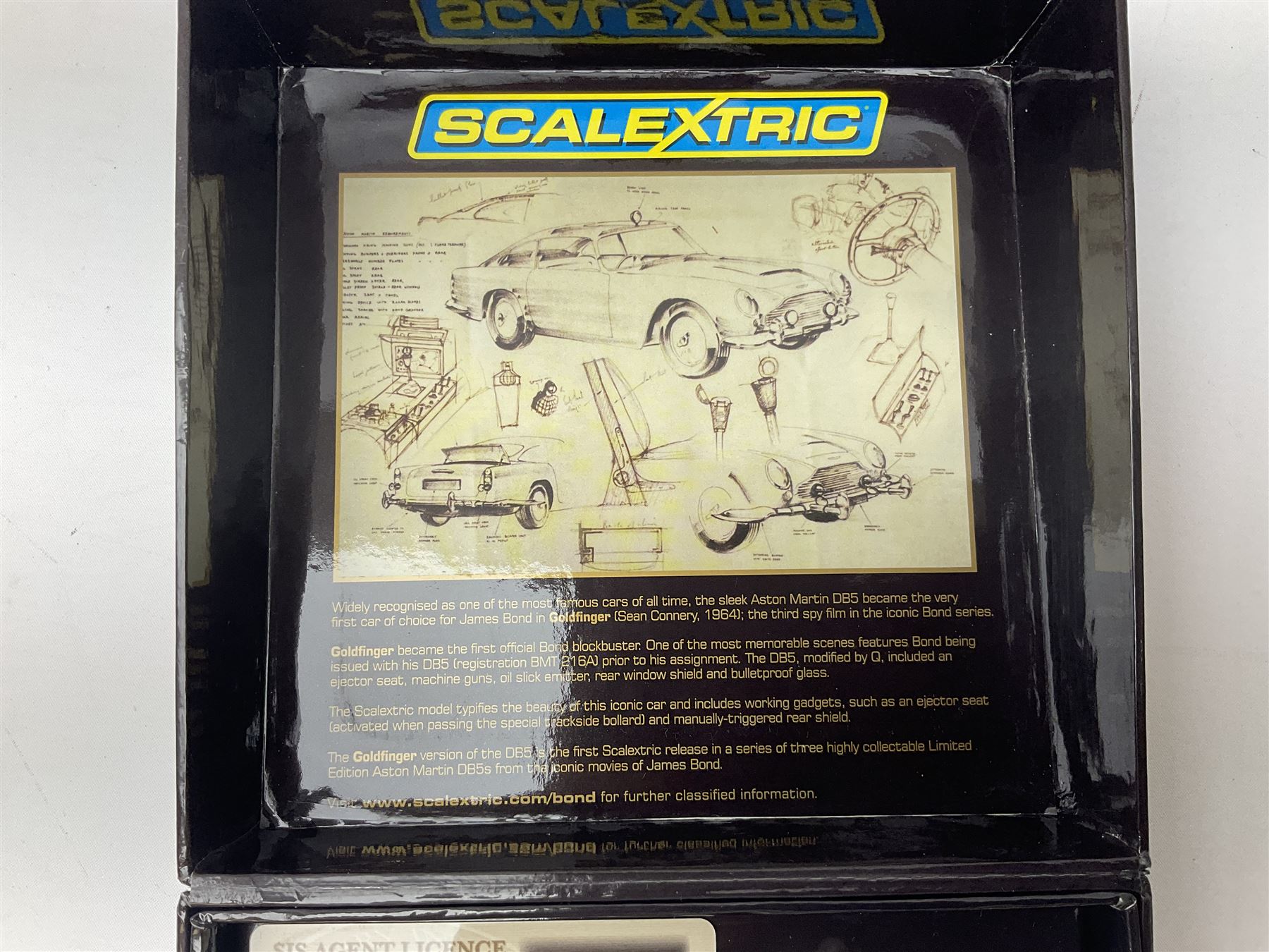 James Bond 007 limited edition Scalextric Goldfinger box set of Aston Martin DB5 slot car from The Classic Collection, no. 3502/6500, with certificate card