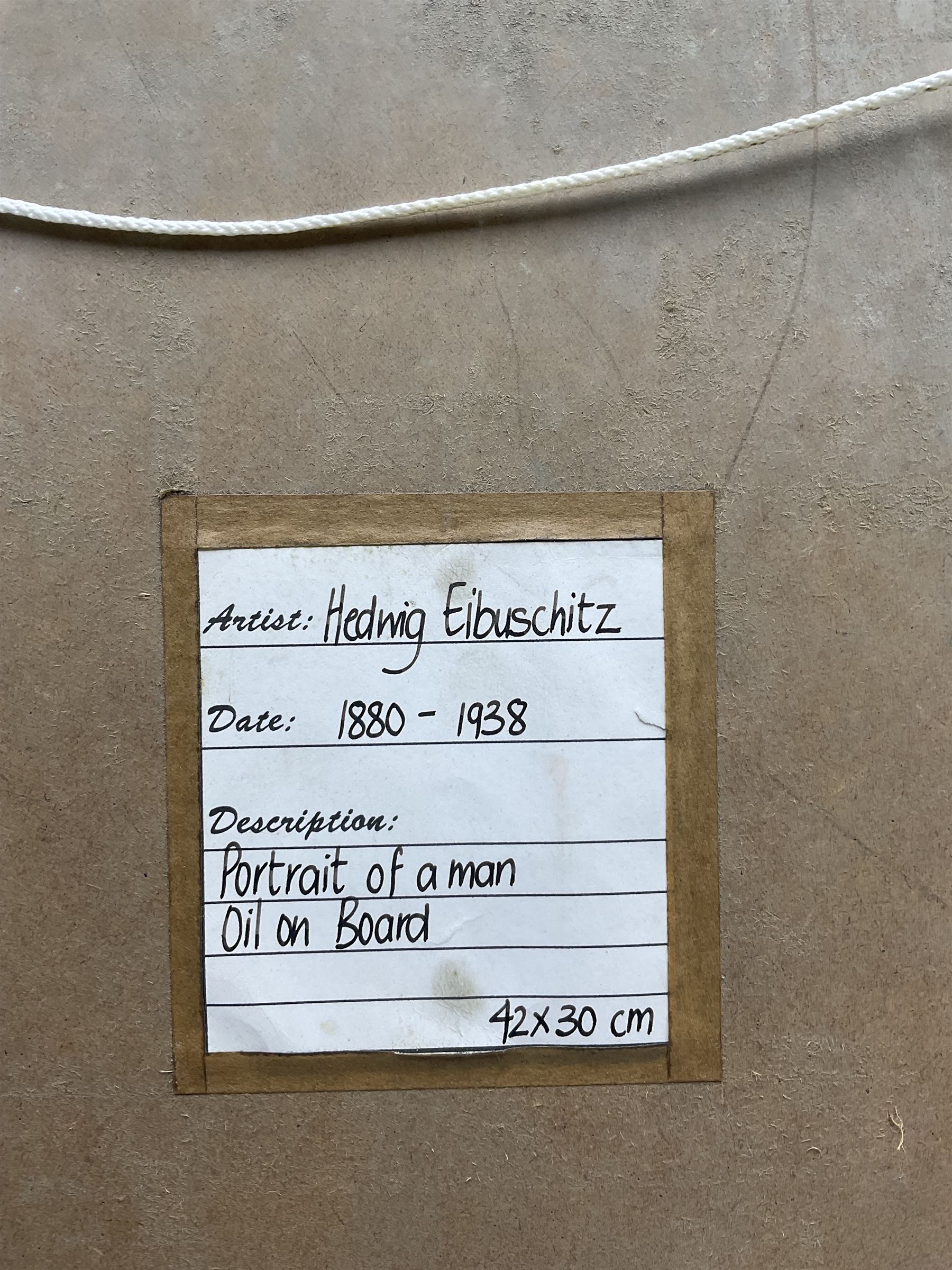 Hedwig Brecher Eibuschitz (Austrian 1880-1959): Portrait of a Man, oil on board unsigned, titled verso 42cm x 30cm; Continental School (20th Century): Portrait of Lady with Headscarf, pencil sketch signed with monogram 18cm x 19cm (2)