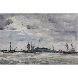 William (Fred) Frederick Mayor (Staithes Group 1866-1916): Shipping off the Coast, watercolour signed 25cm x 38cm
Provenance: with T B & R Jordan, exh. 3rd Harrogate Staithes Group Exhibition 2005; the artist's family, certificate verso