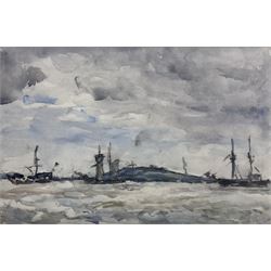 William (Fred) Frederick Mayor (Staithes Group 1866-1916): Shipping off the Coast, watercolour signed 25cm x 38cm
Provenance: with T B & R Jordan, exh. 3rd Harrogate Staithes Group Exhibition 2005; the artist's family, certificate verso