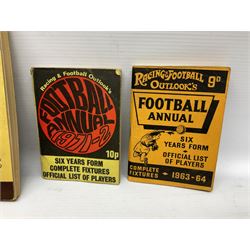 Football - Sherman's Searchlight on Famous Teams trade cards 1938-39 (28) and Searchlight on Famous Players (15); and nine booklets including F.A. Cup Annual 1951;two early 1960s F.A. Yearbooks etc; together with seven photographs of cricket teams, first half of 20th century; and four 1940s and later cricket booklets; and a signed postcard of boxer Len Harvey