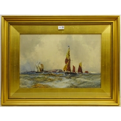 Frank Henry Mason (Staithes Group 1875-1965): 'Shipping off the Coast',  watercolour signed 35cm x 53cm

