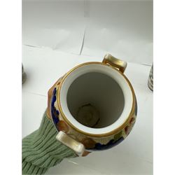 Pair of Noritake Chinoiserie pattern vases, together with two other Noritake vases, H21cm