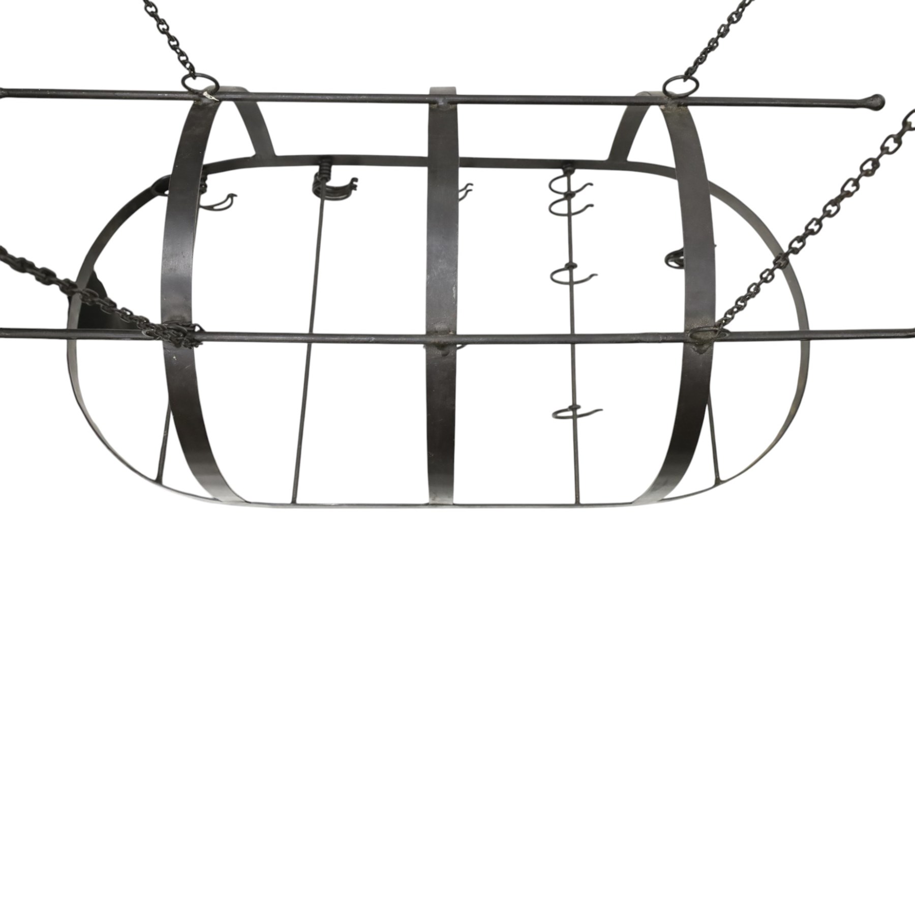 Wrought iron Kitchen hanging pot rack  L80cm and a brass milk pail 