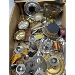 Group of assorted metalware, to include steel, brass, etc., in one box 