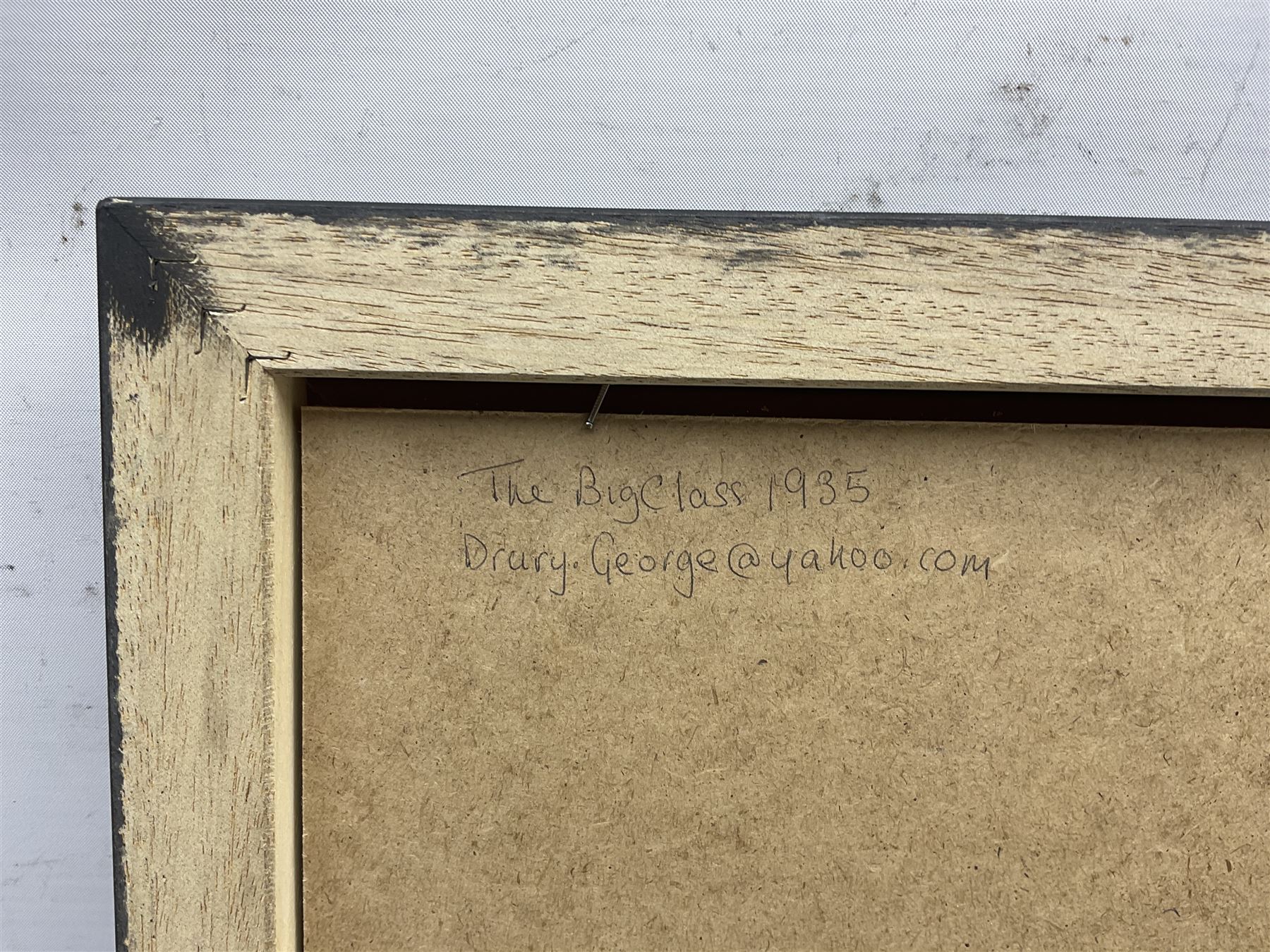 George Drury (British 1950-): 'The Big Class 1935', oil on board signed, titled verso 74cm x 49cm