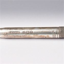 Set of six bead edge silver teaspoons Birmingham 1929-1933,  single teaspoon and a Mordan Everpoint silver pencil