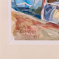 Colette Richarme (French 1904-1991): 'Sete', watercolour signed titled and dated 1949, 20cm x 27.5cm