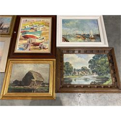 Collection of landscape oil paintings, artists including Byron Winston Warmby, Geoffrey Jenkinson, Valter Berzins, WL Crispe, Manner of Owen Bowen, and an Alan Yates watercolour (11)