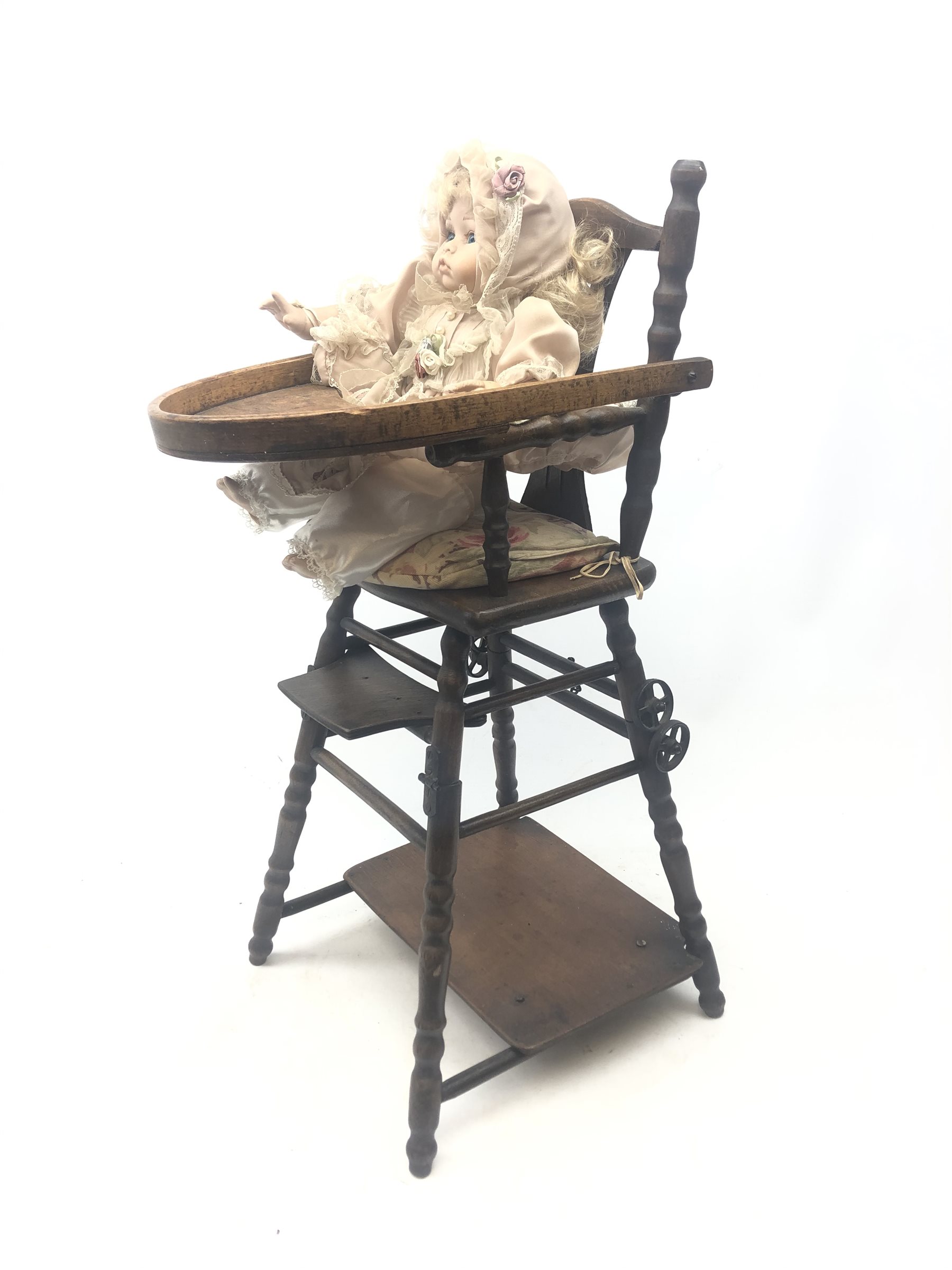 Vintage Metamorphic Dolls highchair H65cm and doll Decorative