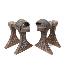 Pair of 19th century Ottoman Hamam nalins (bath clogs) with leather strap and inlaid decor...