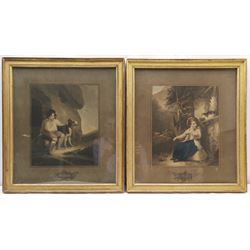 W Barnard engr. after Robert Ker Porter (1777-1842): 'England' 'Scotland' 'Wales' Ireland', set of mezzotints pub. W Barnard 1800, 44cm x 39cm (4)