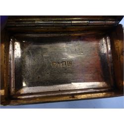 George III silver snuff box, of rectangular form, engraved to base with quote 'Esteem the Given' and to hinged cover with monogram, bordered by a band of acorns and oak leaves, opening to reveal a gilt interior, hallmarked John Shaw, Birmingham 1813, L5cm