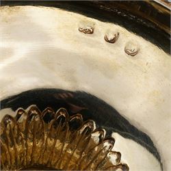 George III silver two handled campana shape cup and cover with pineapple lift, the body with cartouche surrounded by flowers above leaves and scrolls on a pedestal foot with acanthus leaf decoration H29cm London 1764, makers marks rubbed