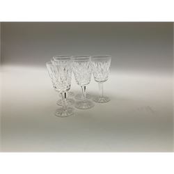 Set of six Waterford Crystal wine glasses, in Lisbon pattern, H14cm. 