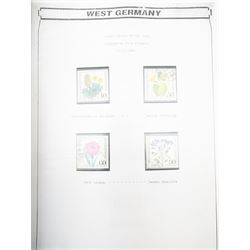 Mostly West German stamps, including stamps on covers, pairs and blocks, various postmarks, commemorative issues etc, housed in four ring binder folders