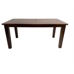 Hardwood rectangular dining table on square tapered legs