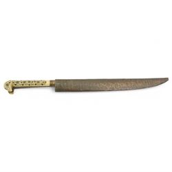 Nepalese kukri with engraved blade, bone hilt and jewelled scabbard and an Eastern dagger with decorated bone hilt (2)