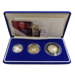 Queen Elizabeth II 2004 silver proof piedfort three coin collection, cased with certificates