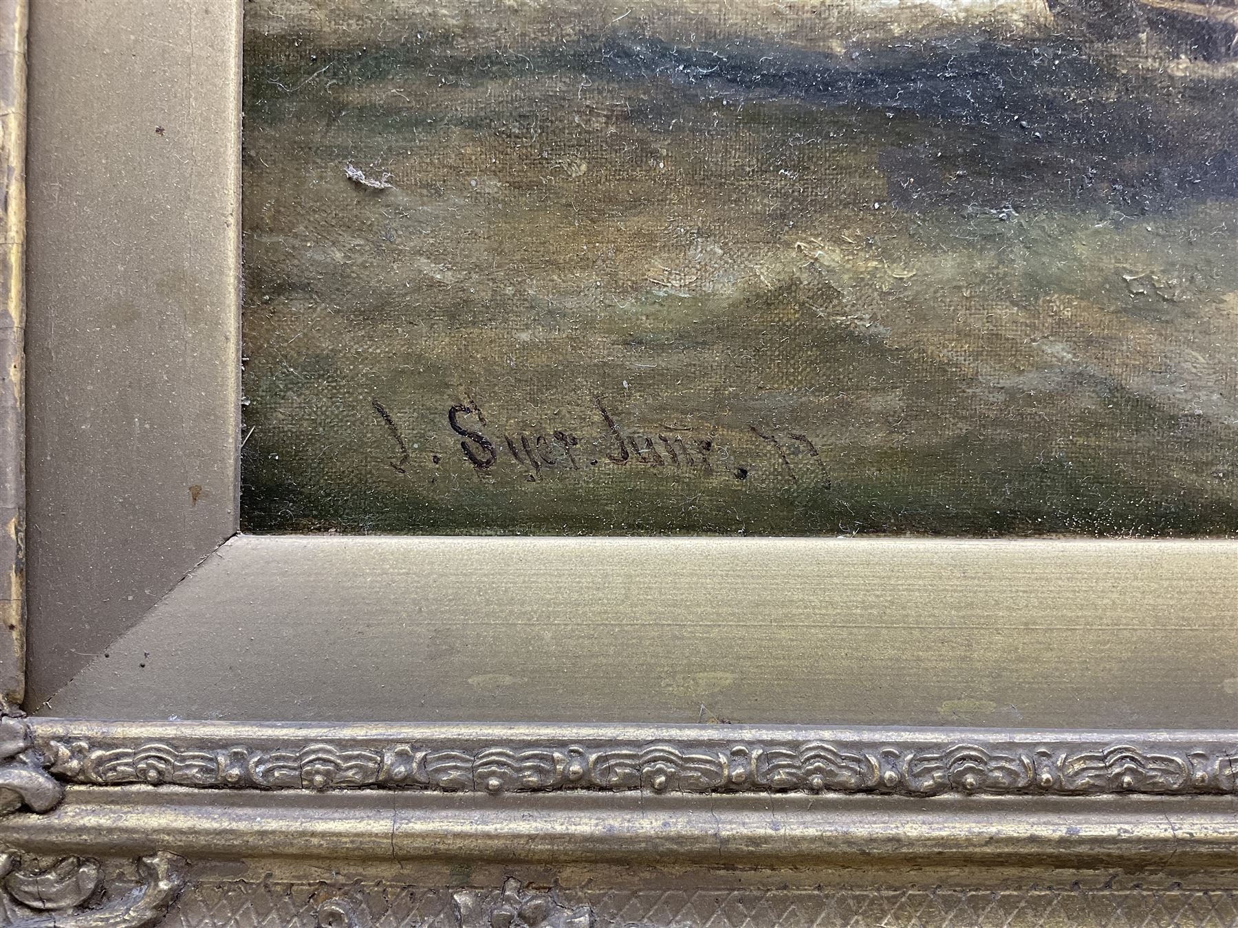 John Syer Jnr. (British 1846-1913): Sail and Steam Boats off Tynemouth Priory, oil on canvas laid on to panel signed and dated '77, 40cm x 60cm