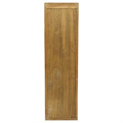 In the manner of  Yorkshire Critters - oak framed rectangular wall mirror, plain frame with carved arcade decoration to the cresting rail