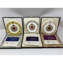 Seven limited edition Spode Military collector's plates comprising The Argyll & Sutherland Highlanders, The Gordon Highlanders, The Royal Hampshire Regiment, The Royal Welch Fusilliers, The Cheshire Regiment, The Gloucestershire Regiment and The United States Marines, all boxed and with certificate  (7)