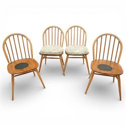 Ercol - elm dining chairs, a set of five comprising four side chairs and one '370' armchai...