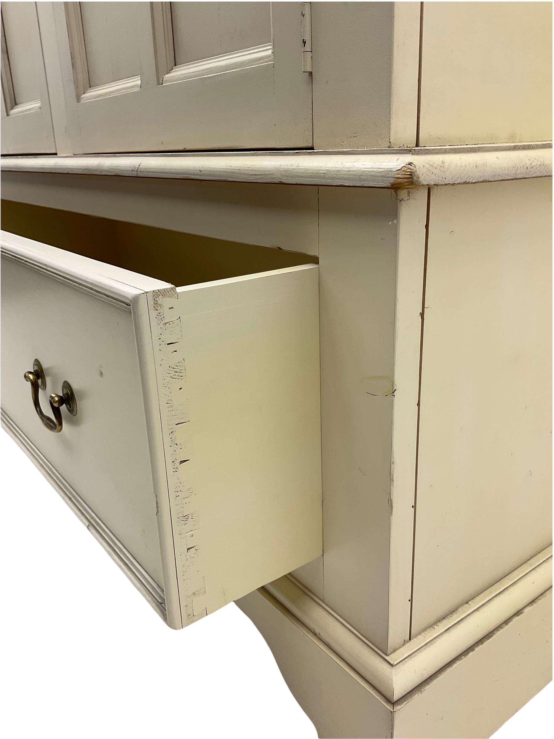 Laura Ashley cream finish double wardrobe with drawer to base, panelled doors