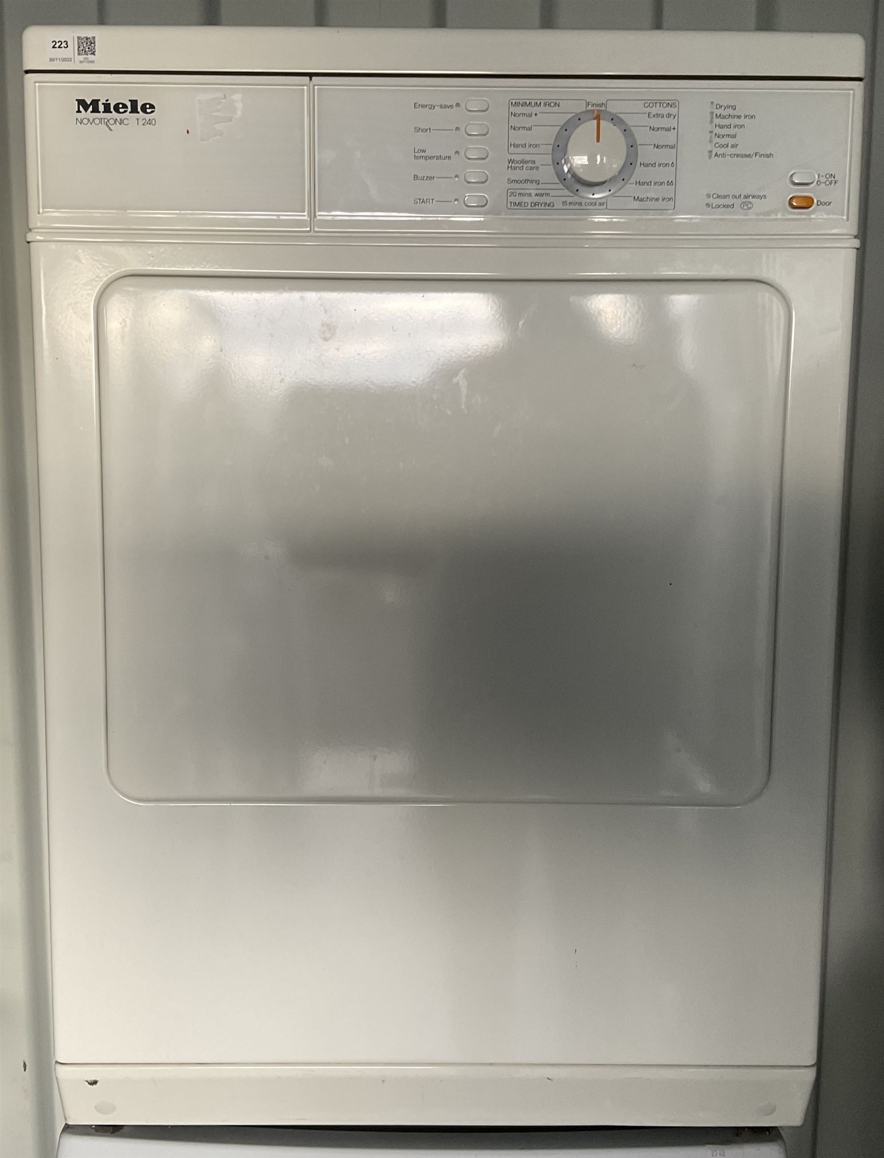 Miele novatronic T 240 tumble dryer - THIS LOT IS TO BE COLLECTED BY APPOINTMENT FROM DUGGLEBY STORAGE, GREAT HILL, EASTFIELD, SCARBOROUGH, YO11 3TX