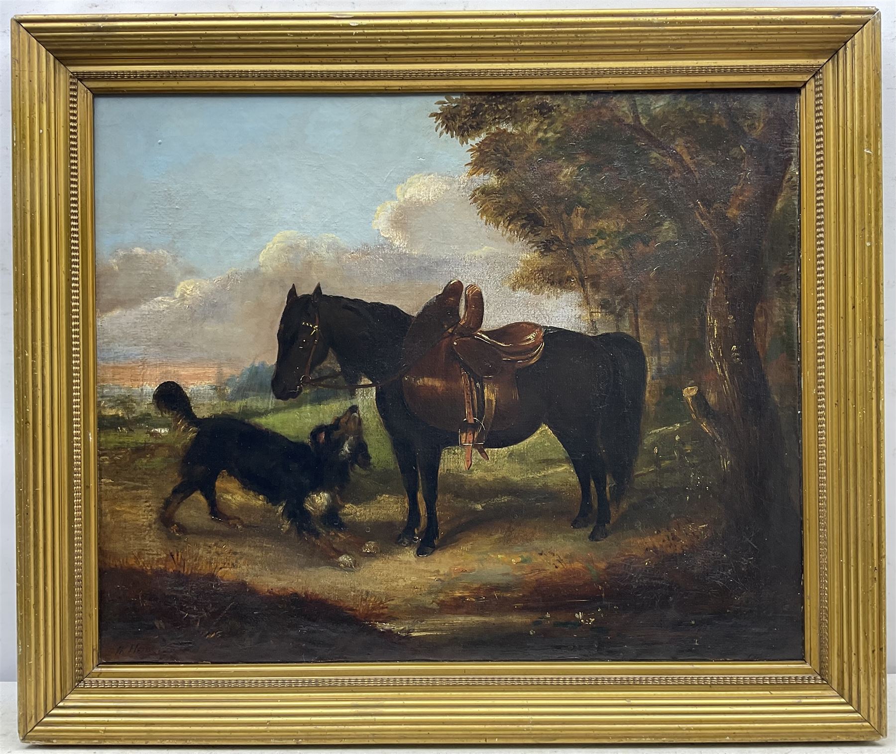 William Henderson of Whitby (British 1844-1904): Pony and Spaniel, oil on canvas signed and indistinctly dated 60cm x 74cm