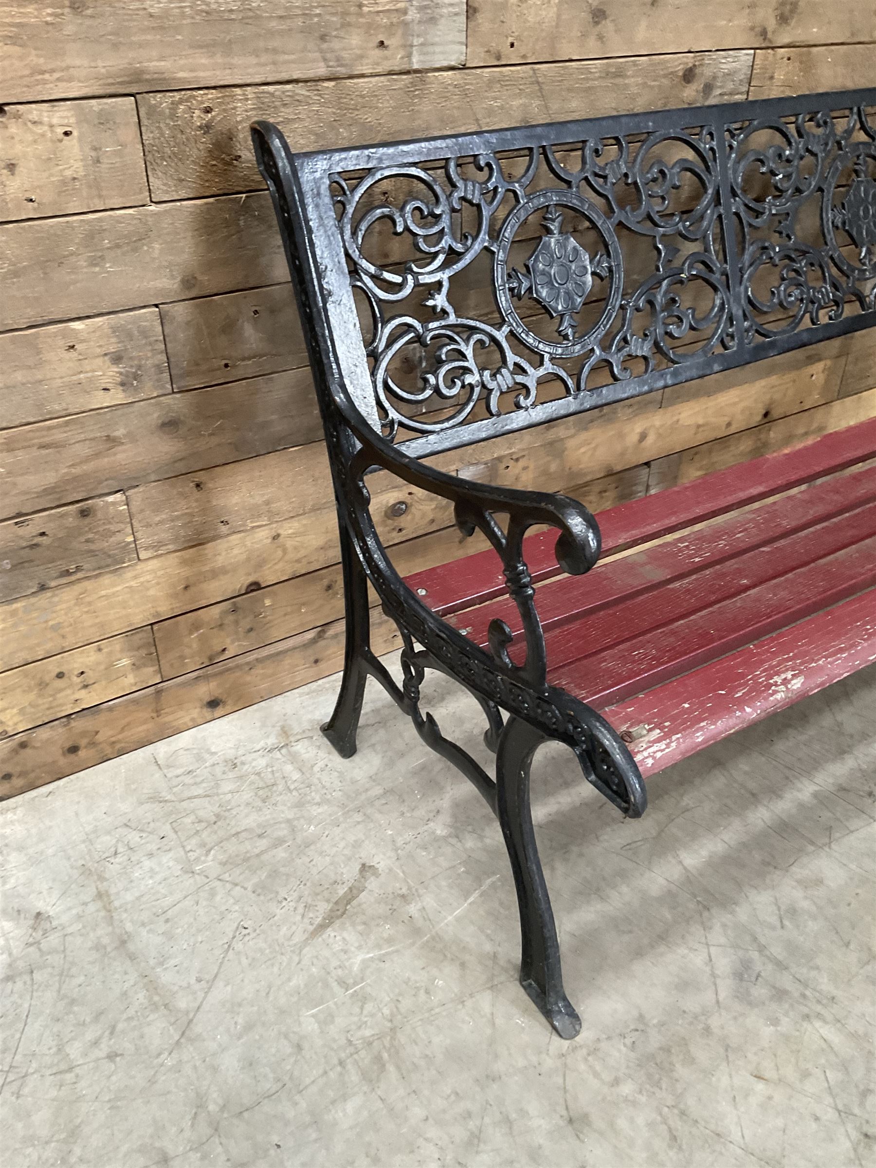 Cast iron and wood slatted garden bench
