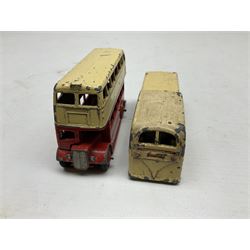 Dinky - Bedford 10cwt Van 'Kodak' No.480, boxed; and six unboxed and playworn models including Trojan Chivers Jellies van, loudspeaker van, Daimler Ambulance, N.C.B. Electric Van and two buses (7)