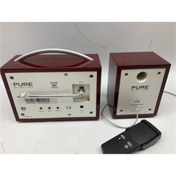 Pure Digital Evoke-1XT DAB digital radio and additional speaker, together with Quartz mantel clock