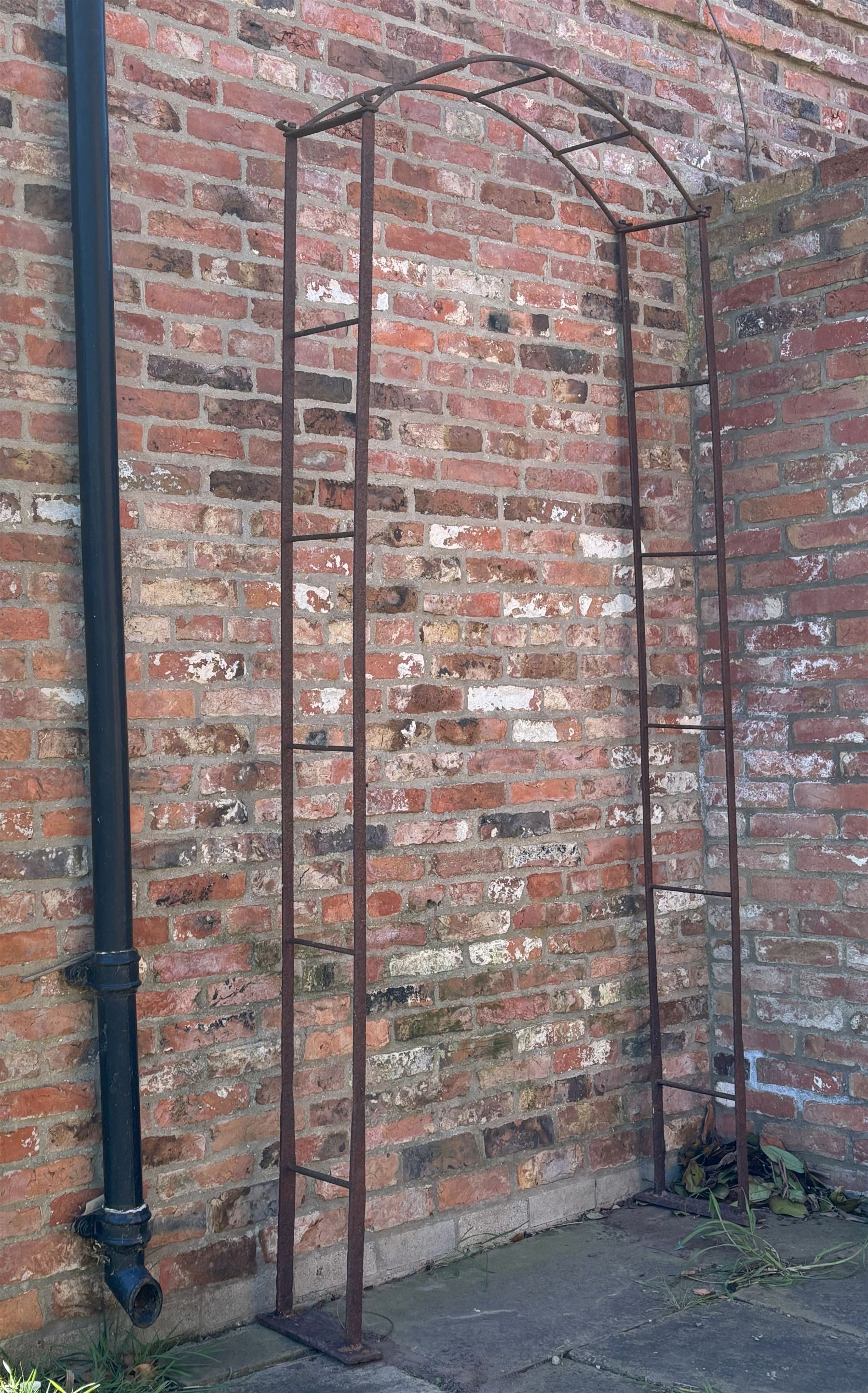 19th century wrought iron rose arch. H237cm, W116cm, D30cm.  - COLLECTION BY APPOINTMENT FROM: The White House, Thirsk Road, Easingwold, York, YO61 3NF - CALL 01723 507111 TO ARRANGE