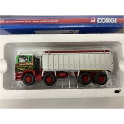 Corgi - four ‘Rigids’ limited edition 1:50 scale die-cast vehicles comprising CC14202 - Scania P Box Lorry Tunnock’s no.1035/1710; CC13515 - Volvo FM Fridge Lorry The Real McKay Ltd; CC13903 - Foden Alpha Curtainside Lorry Stan Robinson Ltd; CC11913 - ERF EC Aggregate Tipper Brian Harris Transport; all boxed (4)