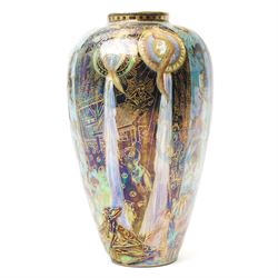Wedgwood Fairyland lustre Malfrey Pot, circa 1920, designed by Daisy Makeig-Jones, in the Candlemas pattern no Z5157, shape 2311, with printed marks beneath, H18.5cm 