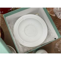 Murano glassware; Coalport and other figures; cut glassware including two decanter sets; drinking glasses; small collection of table bells; royalty commemorativeware etc