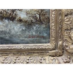 S William (British 19th century): Winter Woodland Scene, oil on canvas signed 39cm x 59cm in  swept gilt frame