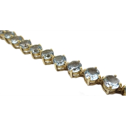  9ct gold blue topaz link bracelet, hallmarked  