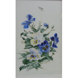  Still Life of Flowers, two oils on porcelain, Harrogate, watercolour signed and dated 2001 by R. W Blackworth and Lincon Cathedral, colour engraving max 26cm x 37cm (4)  