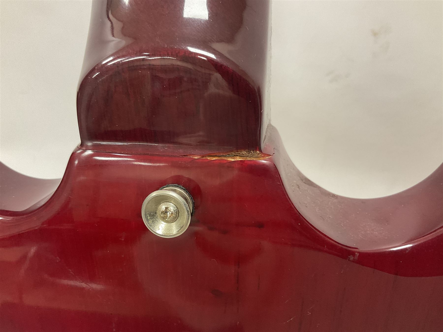 Vintage VS6M Reissued Series six string electric guitar, with solid body in cherry red finish, in carrying case, guitar L103cm