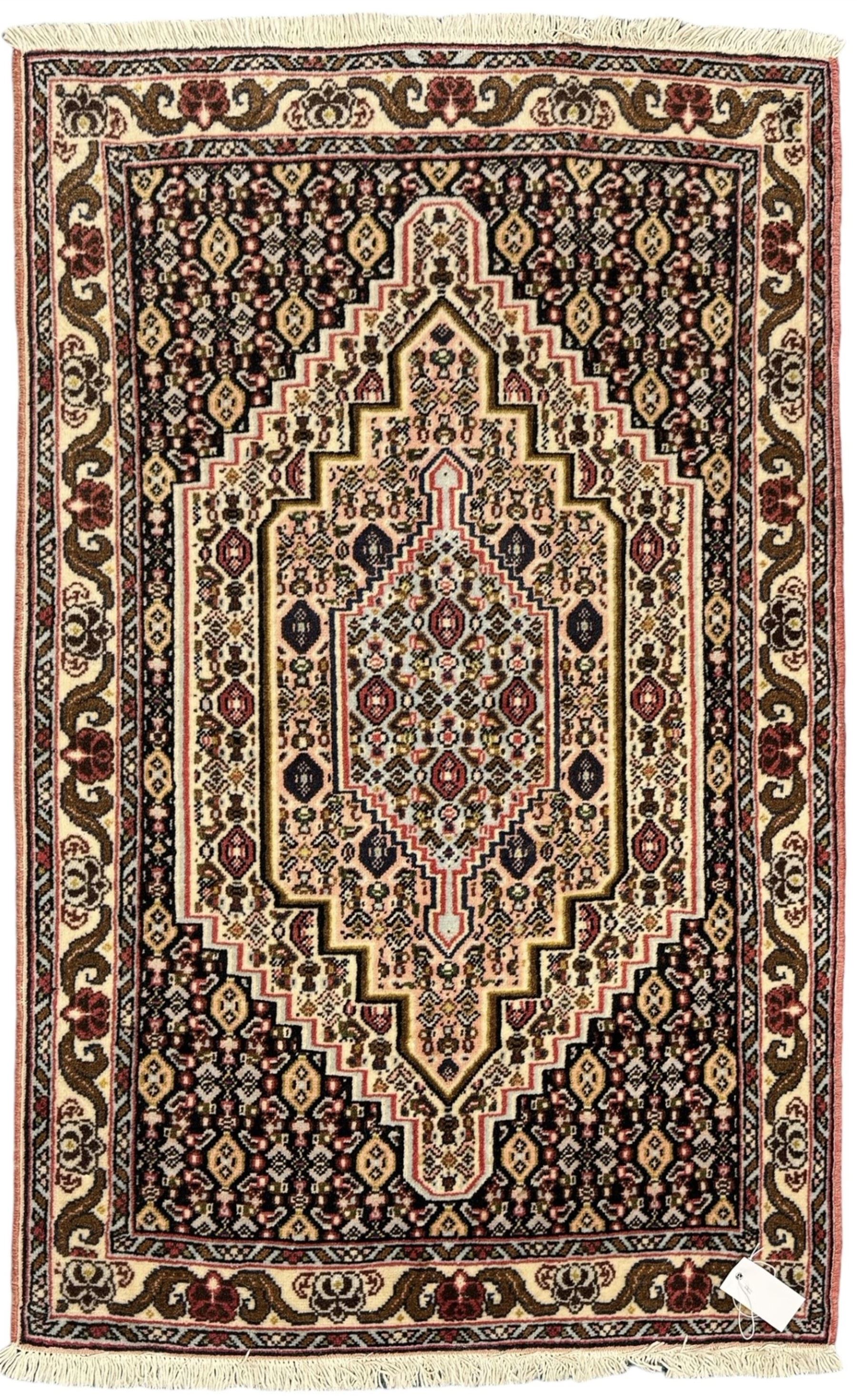 Small Persian Bidjar rug, the field decorated with floral Herati motifs, within floral design borders and guard stipes 