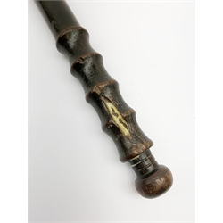 19th century truncheon  decorated with a crown above G.R. over a boar's head and the number '25', impressed 255, L42cm; and another unmarked truncheon (2)