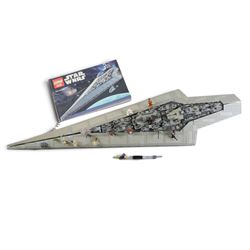 Three Lepin Star Wnrs built models, comprising Red Five X-Wing Starfighter no. 05039, Millennium Falcon no. 05132 and Super Star Destroyer no. 05028