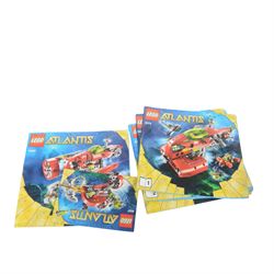 Lego Atlantis no. 8078, built with box and instructions, together with other Lego Atlantis sets including 8057, 8075, 8060, 8059 with minifigures and instructions